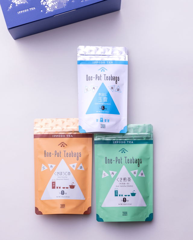 三角茶袋3種セット(玉露、くき煎茶、くきほうじ茶)