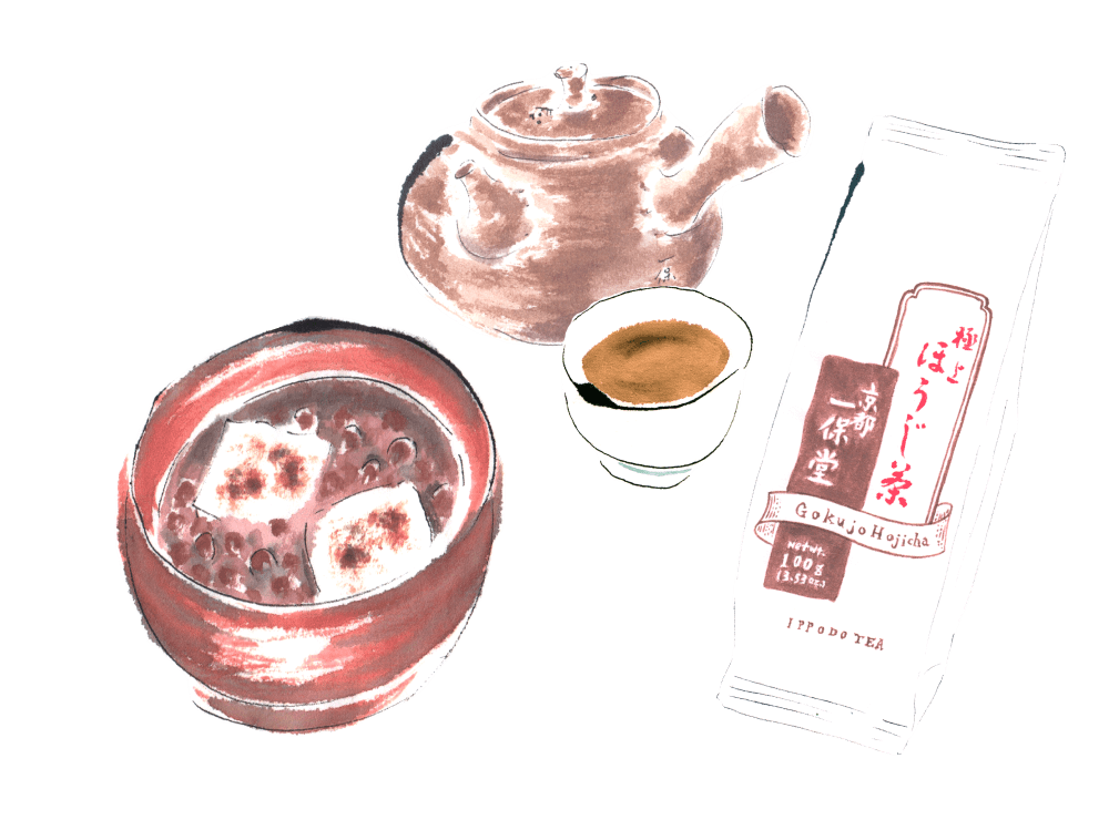 ぜんざいと極上ほうじ茶。